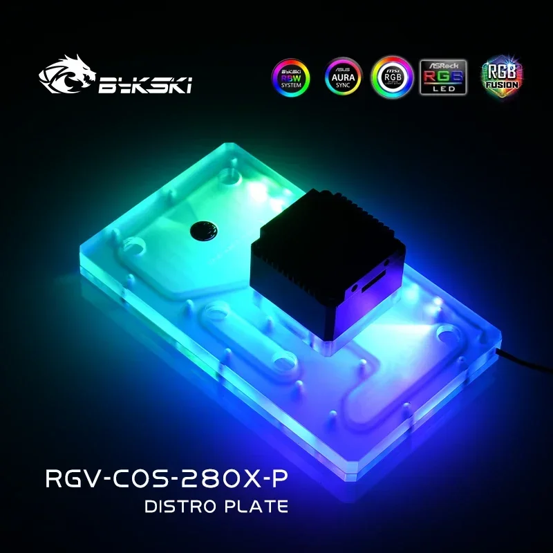 Bykski Distro Plate For CORSAIR 280X Case,Water Cooling Acrylic Reservoir Pump 12V/5V RGB SYNC,RGV-COS-280X-P