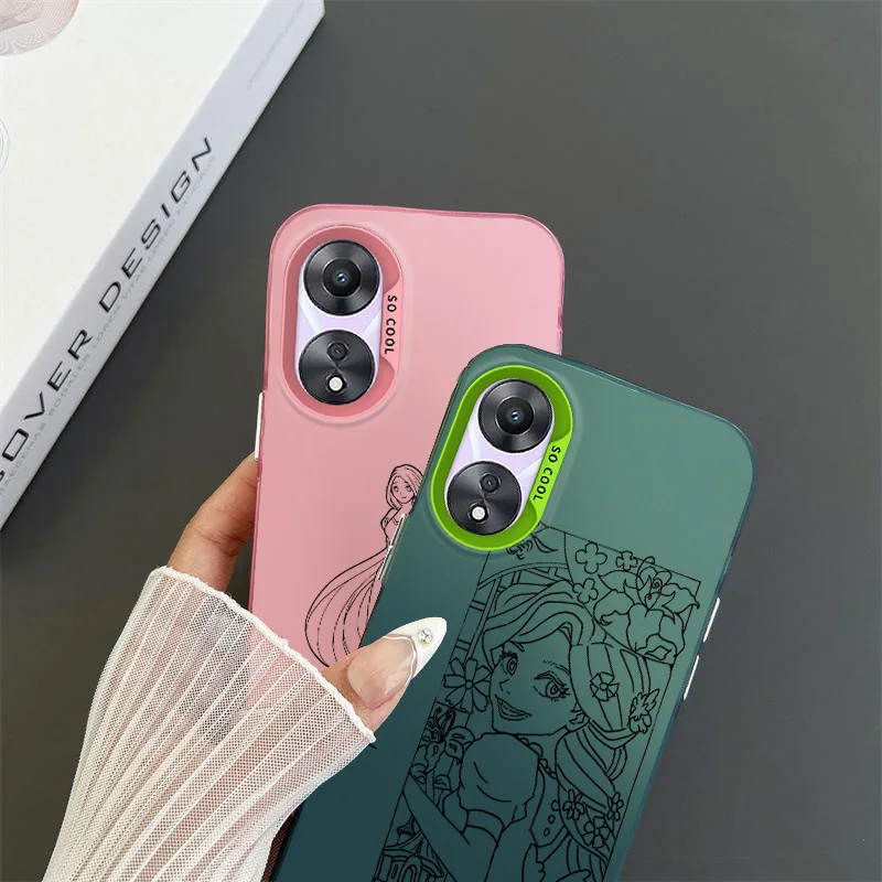 Disney Princess Rapunzel For OPPO A 31 37 38 55 57 58 74 76 78 94 98 Reno 6 7 8 Z T Pro Colorful Phone Case Soft Funda Silicone