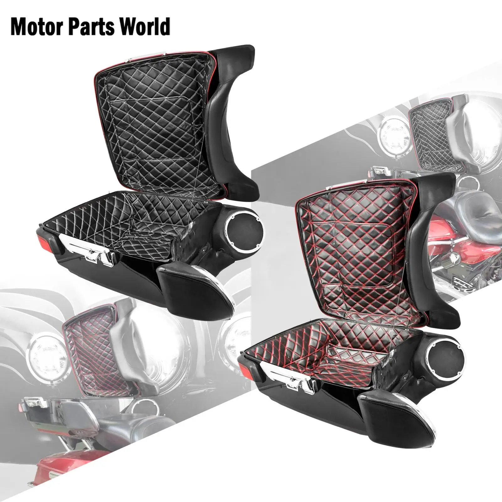 Motorcycle Black Pack Trunk Carpet Liner Leather Inner Pads For Harley Touring Electra Street Glide Road King Limited 2014-2022