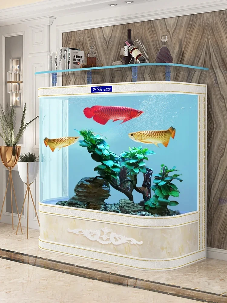 Fish Tank Living Room Home Floor Super White Glass Change Water round Large European Fish Globe