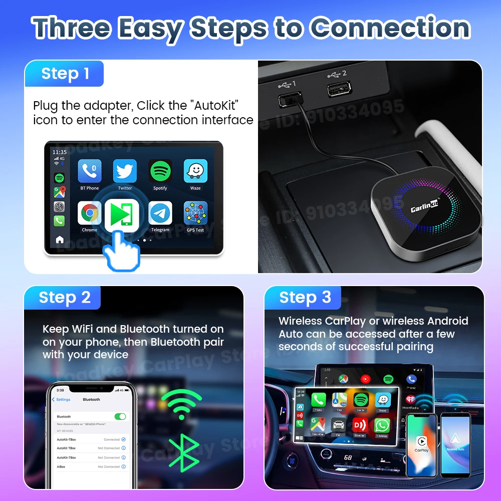 128G CarlinKit Wireless CarPlay سلكي إلى محول CarPlay اللاسلكي توصيل تلقائي QCM6225Car AI BOX التوصيل والتشغيل لـ Youtube Netflix #5