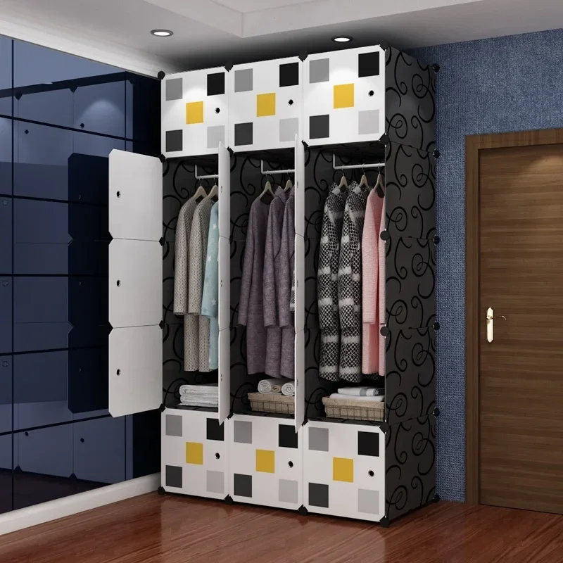 

'Portable Wardrobe Closet Plastic Armoire Cabinet with Hanging Rods Storage Organizer