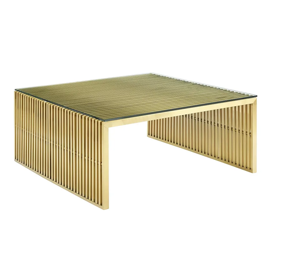

Modern Living Room Coffee Table Gold Stainless Steel Rectangle Accent Table Villa Glass Console Table