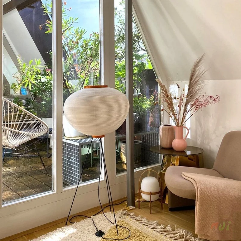 Japanese-style Akari Wabi-sabi Floor lamp Rice Paper Lantern ‌Decorative light For Living Room Bedroom Cafe Hotel Lounge room
