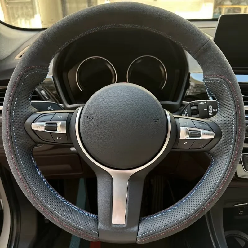 

Замшевый чехол на руль автомобиля на заказ для BMW M Sport F30 F31 F34 F10 F11 F07 X3 F25 F32 F33 F36 X1 Интерьер автомобиля Стайлинг