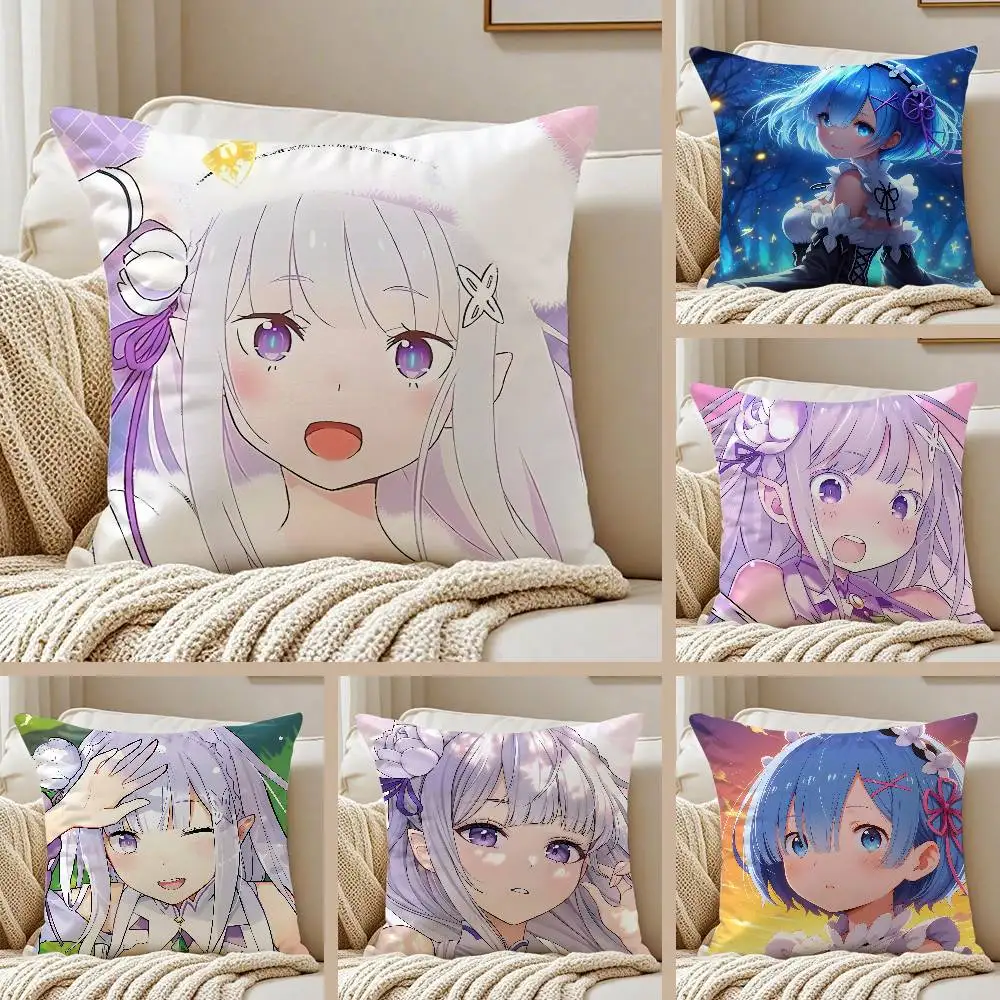 

ReLife different world zero Rem Pillow Case Anti-dustmite Pillowcase Invisible zipper silky short plush Sofa cushion cover