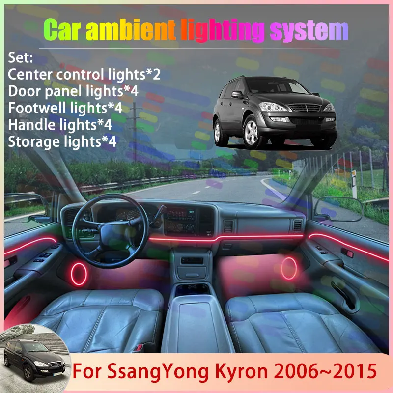 

For SsangYong Kyron 2006~2015 2/24 in 1 Car Atmosphere Light Lamp RGB Shade Ensemble Streamer Atmosphere Set Auto Accessories