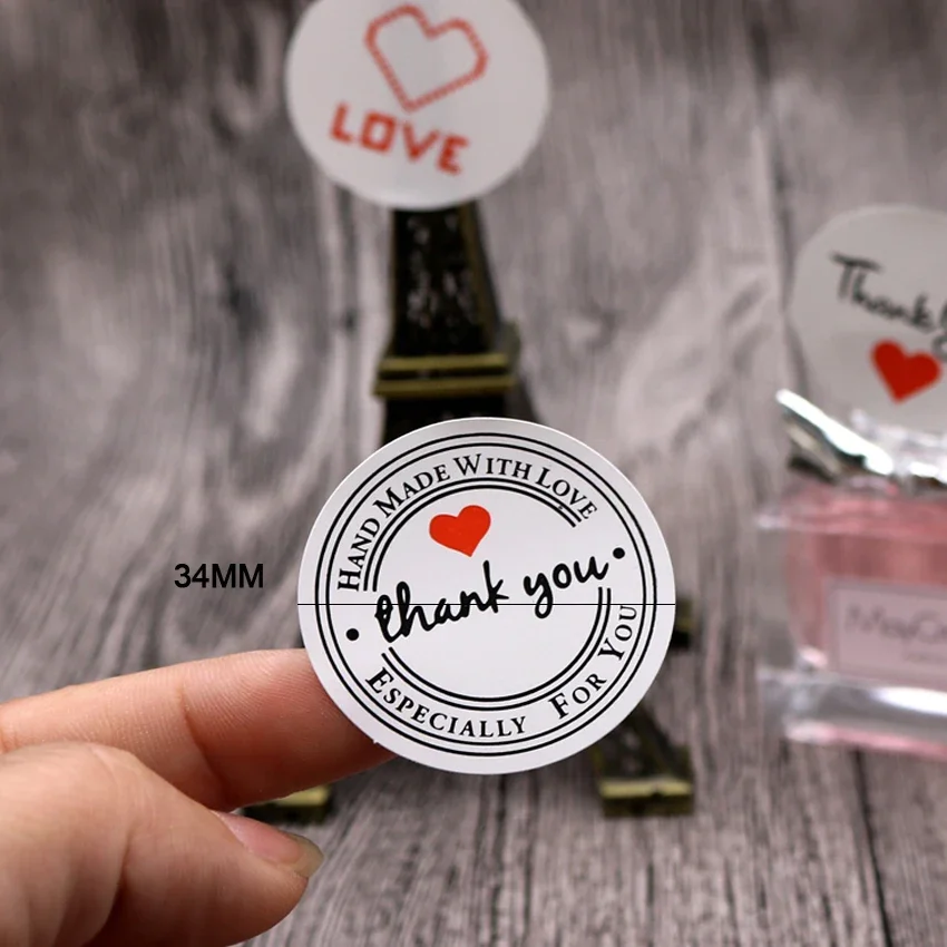 100PCS/lot Kraft Love Thank You RoundCute Vintage Seal Sticker Multifunction Gifts Posted Baking Decoration Cute Stickers
