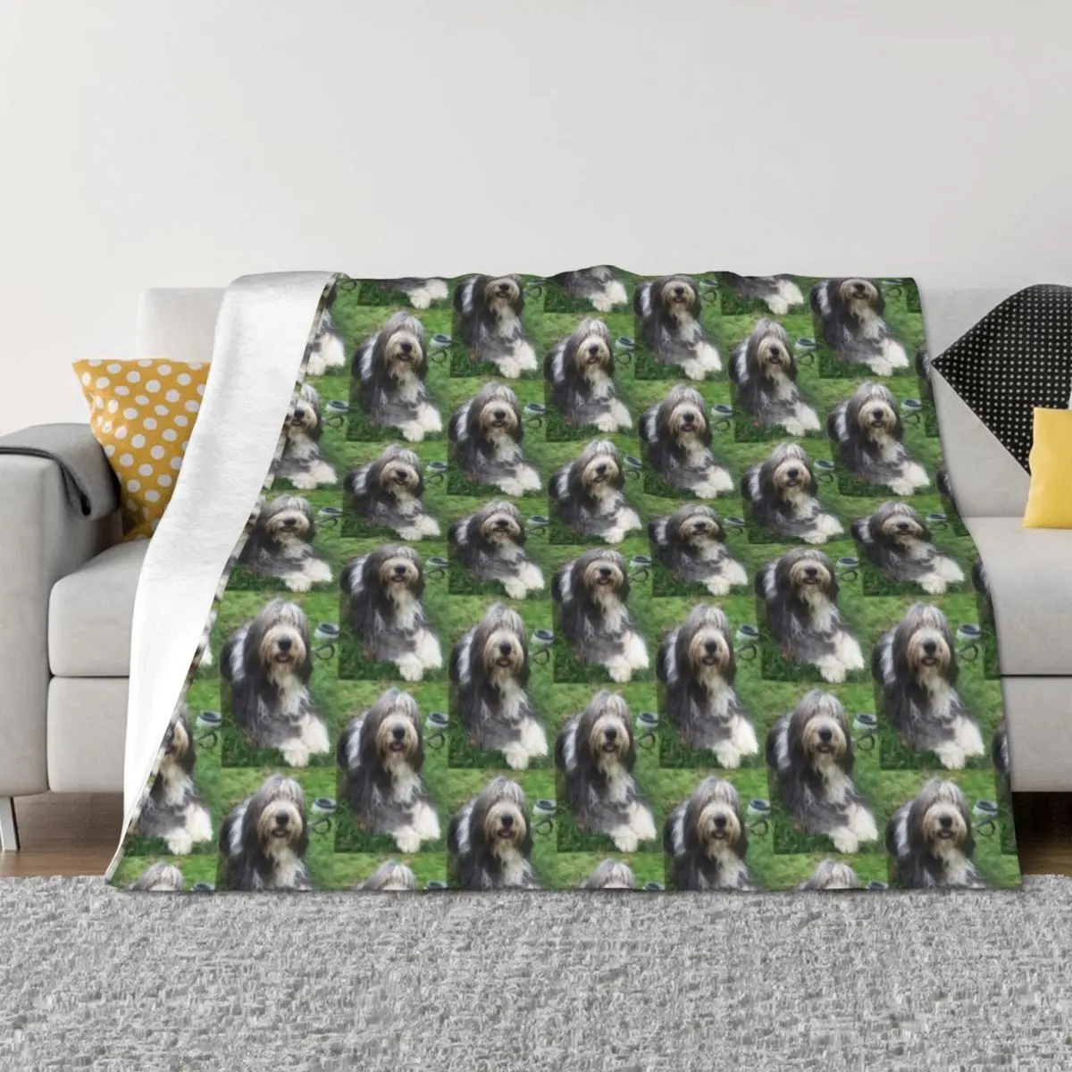 

Bearded Collie - Happy Chappy Beardie Throw Blanket Weighted christmas gifts Vintage for winter Blankets