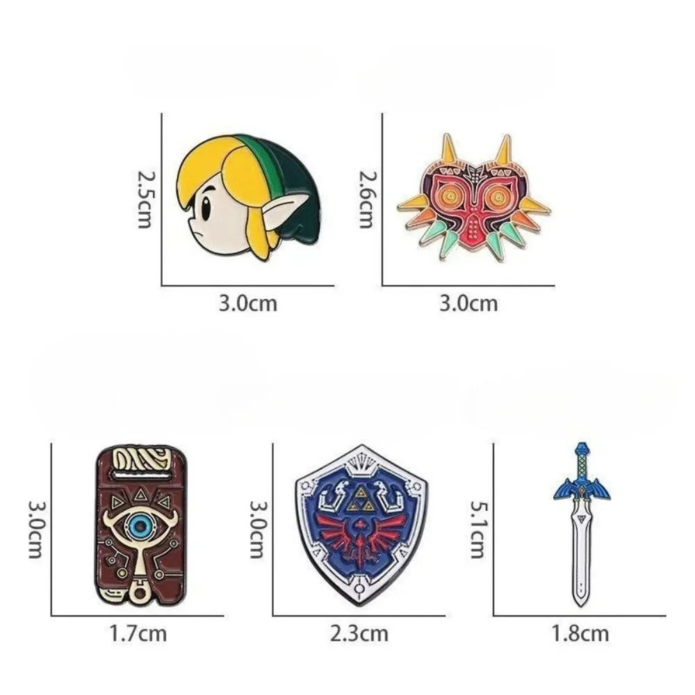 أسطورة زيلدا لعبة المينا دبوس الساحرة هيليا درع السيف ماجورا قناع بروش شارة التلبيب لمحبي ولاعب هدية الهالوين