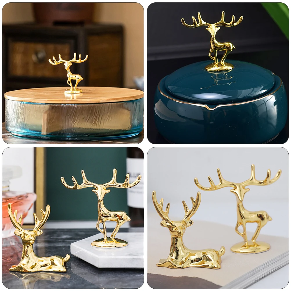 

2Pcs Elk Zinc Alloy Deer nament Home Decor Creative Elk nament Creative Photography Prop Christmas Gift Idea