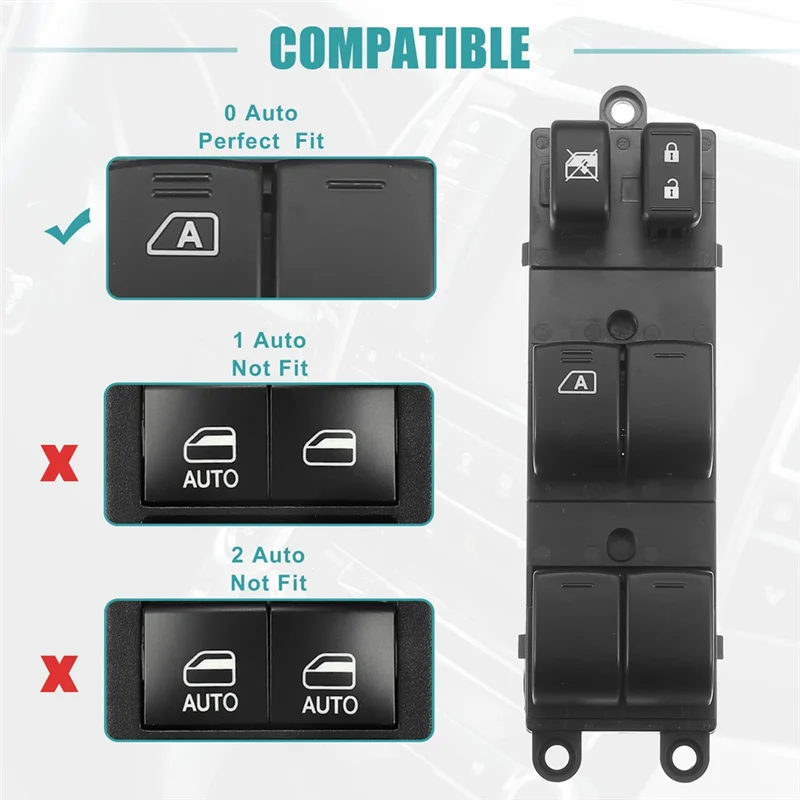 

Передний левый главный переключатель стеклоподъемника со стороны водителя для Nissan Versa 2010-2012, замена 1S12958 SW9947 25401ZW80A