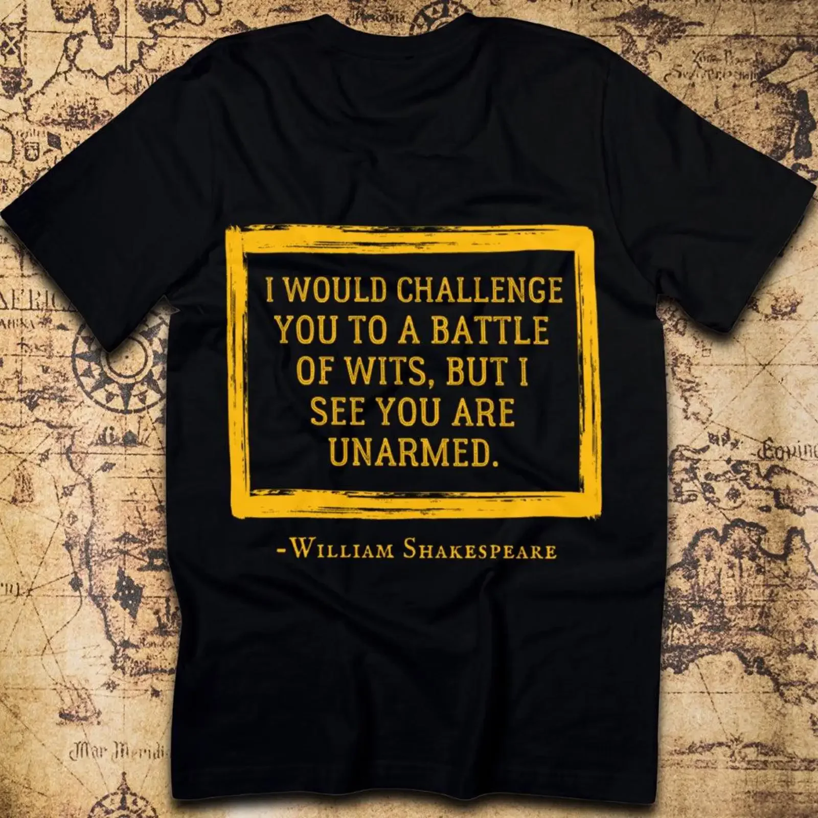 I Challenge You to a Battle of Wits Shakespearean Roast T Shirt vintage Washed Soft Unisex homme Casual fashion Comfortable