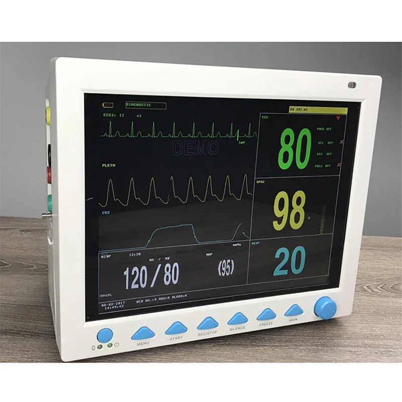 Veterinary Multi Parameter Monitor ECG RESP SpO2 PR NIBP Dual Channel TEMP Sound and Light Alarm