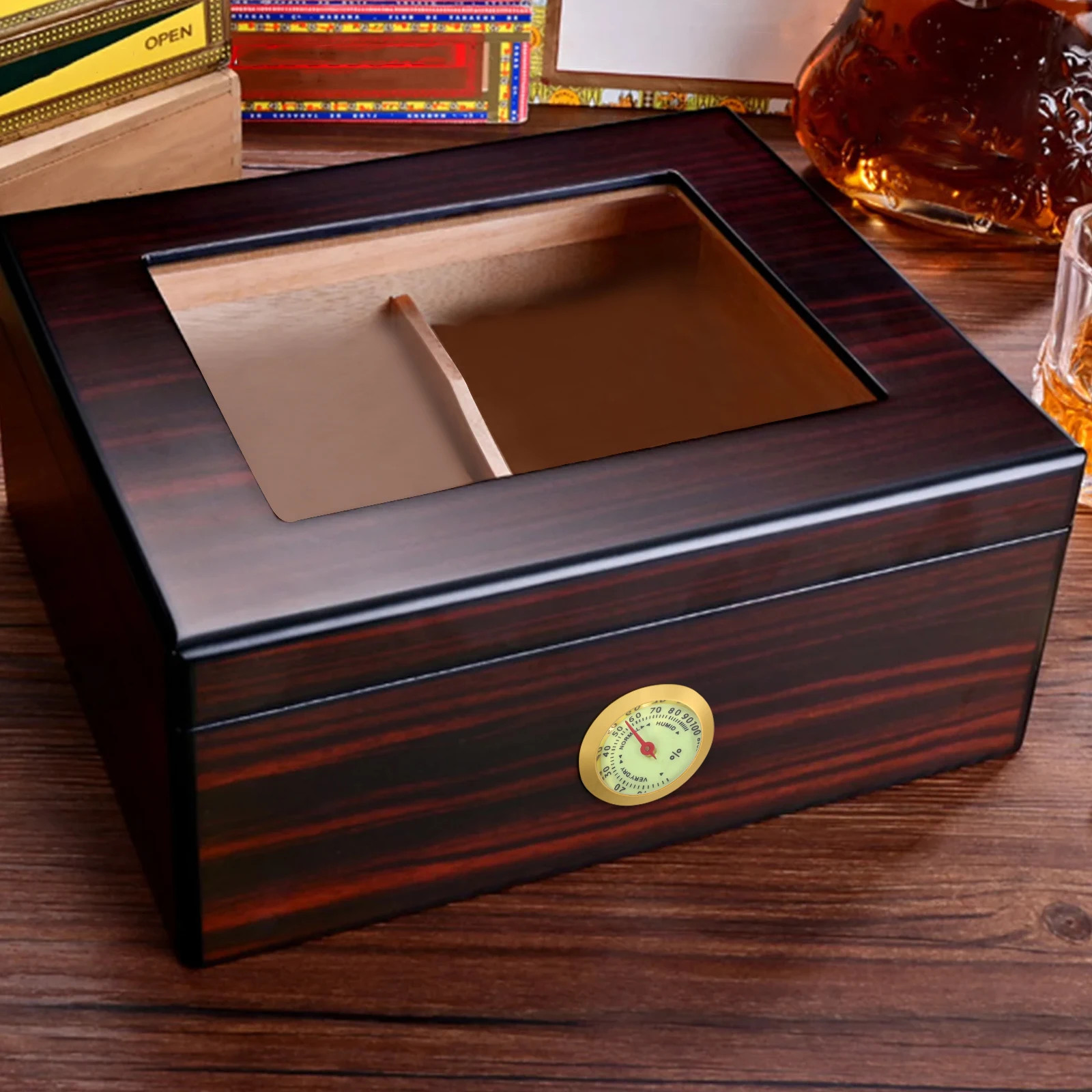 

Compact Analog Hygrometer For Cigar Humidor Round Mechanical Humidity Gauge Durable Cigar Box Accessory Humidity Control