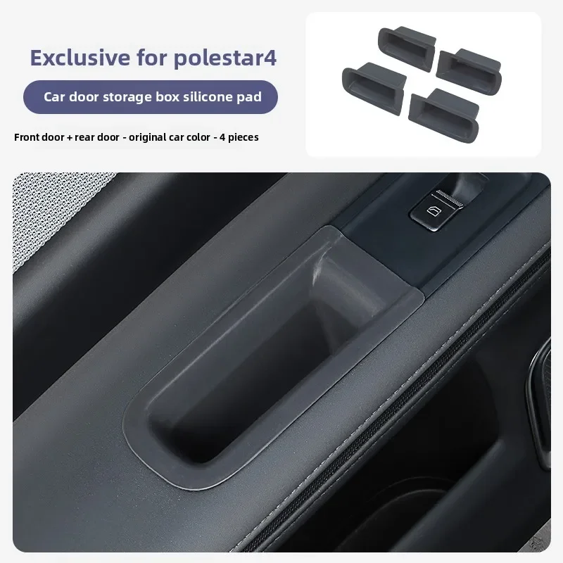 

For Polestar 4 4pcs/Set Door Handle Silicone Storage Box, Four-door Silicone Storage Tray Pad Waterproof Car Interior Organizer
