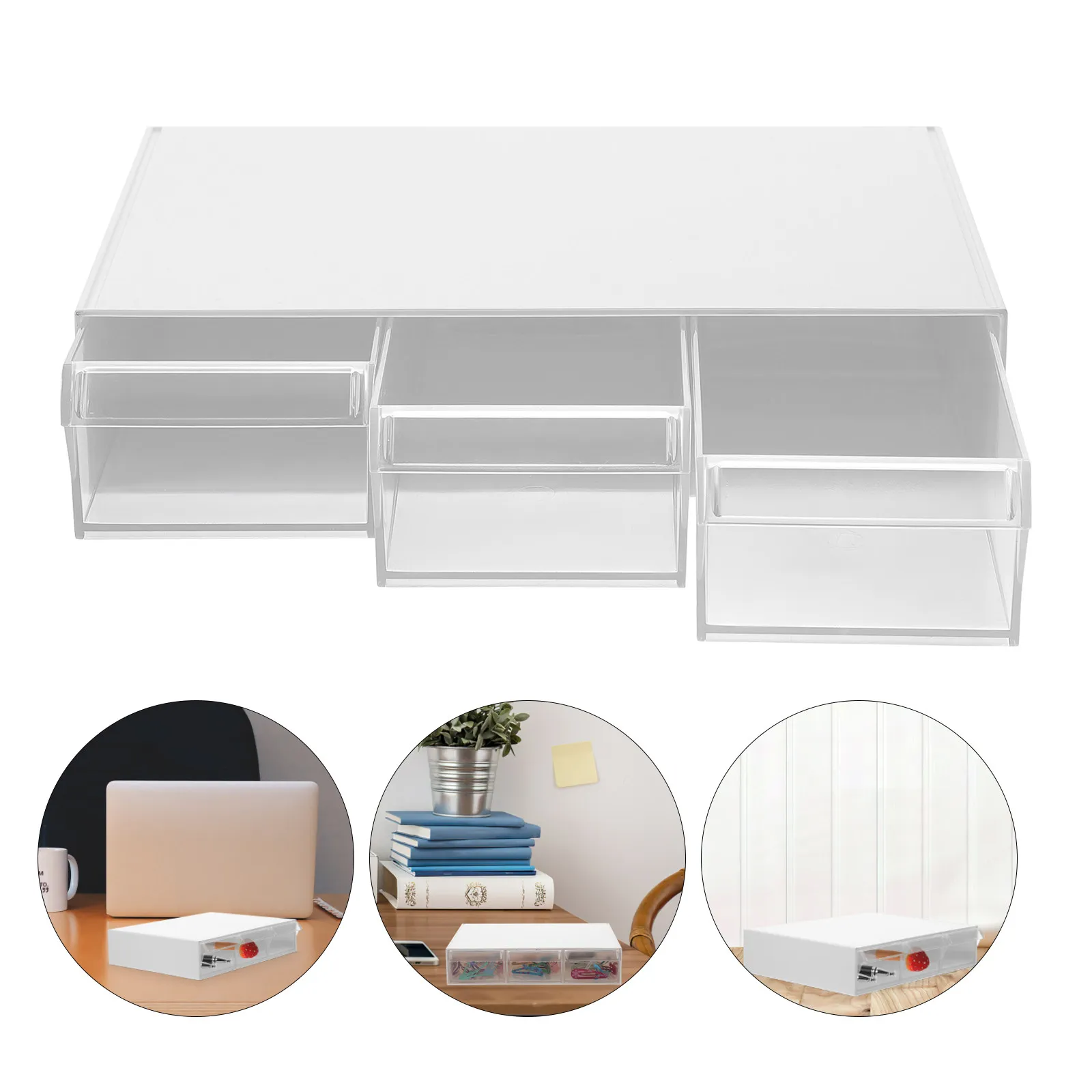 

Smooth Surface Heavy Duty Desk Storage Box with Drawers Stackable Non Deformable Desktop Organizer for Office Living Room
