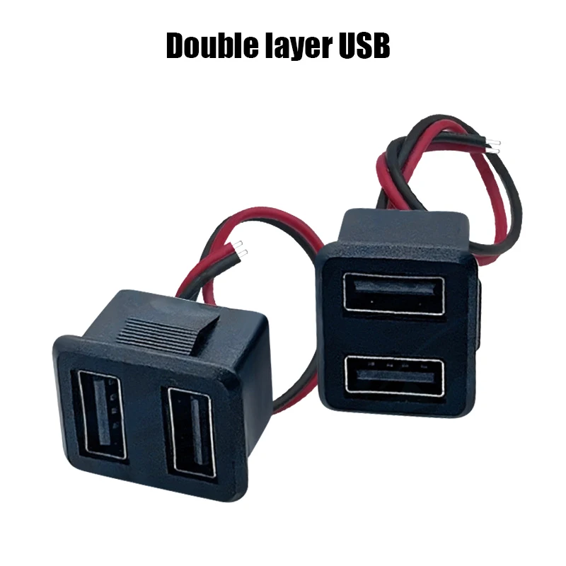 1pc Double Layer USB Female Base Socket Lamp Mobile Phones Charging Socket Power Socket With Cable Connector