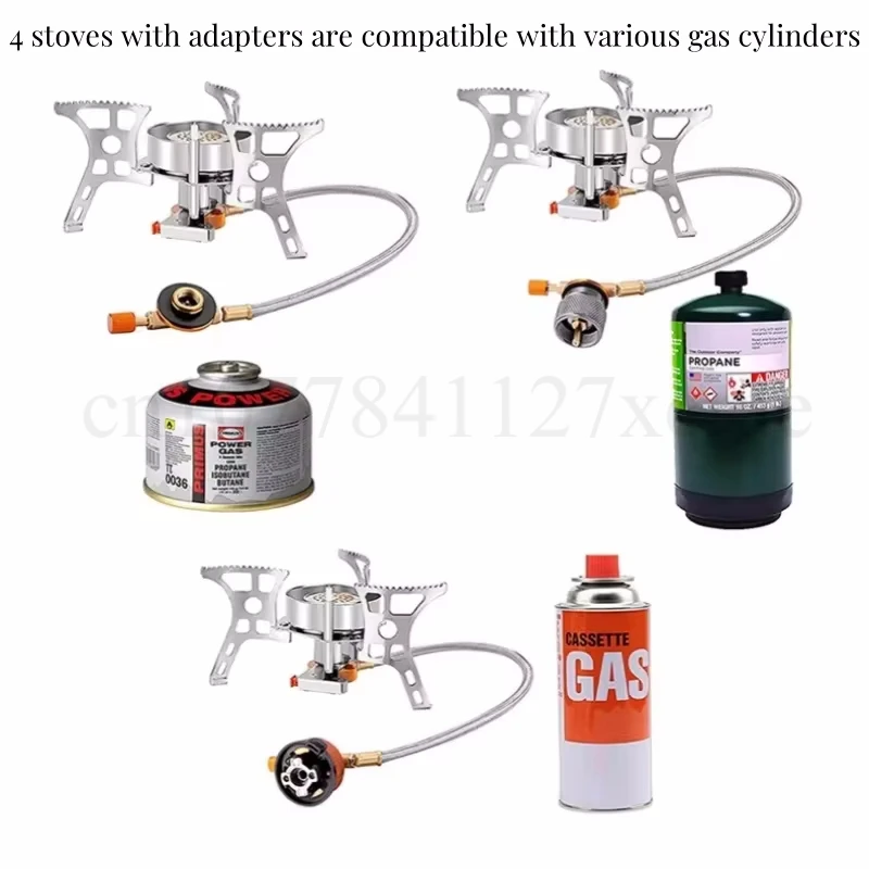 Outdoor Camping Folding Gas Stove Picnic Portable Ultra Light Electronic Ignition Stove Strong Fire Windproof Stove with Adapter