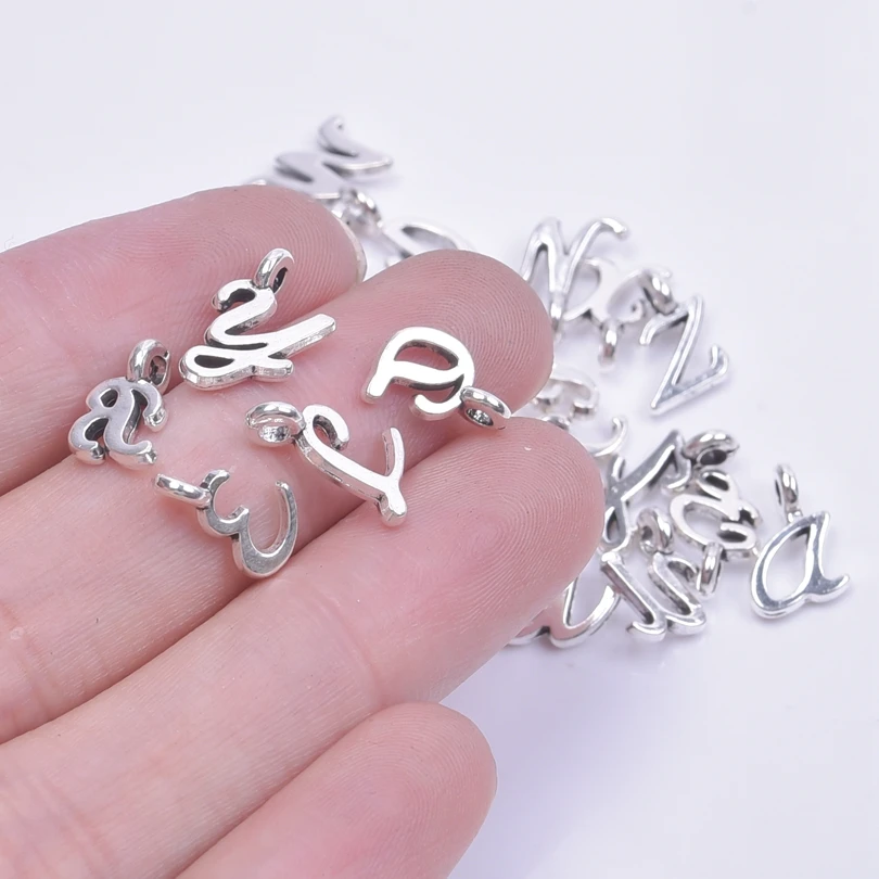 26pcs/Lot Old English Alphabet Letters Charms For Jewelry Making Supplies A-Z Small Pendants Bulk DIY Bracelets Anklets Earrings