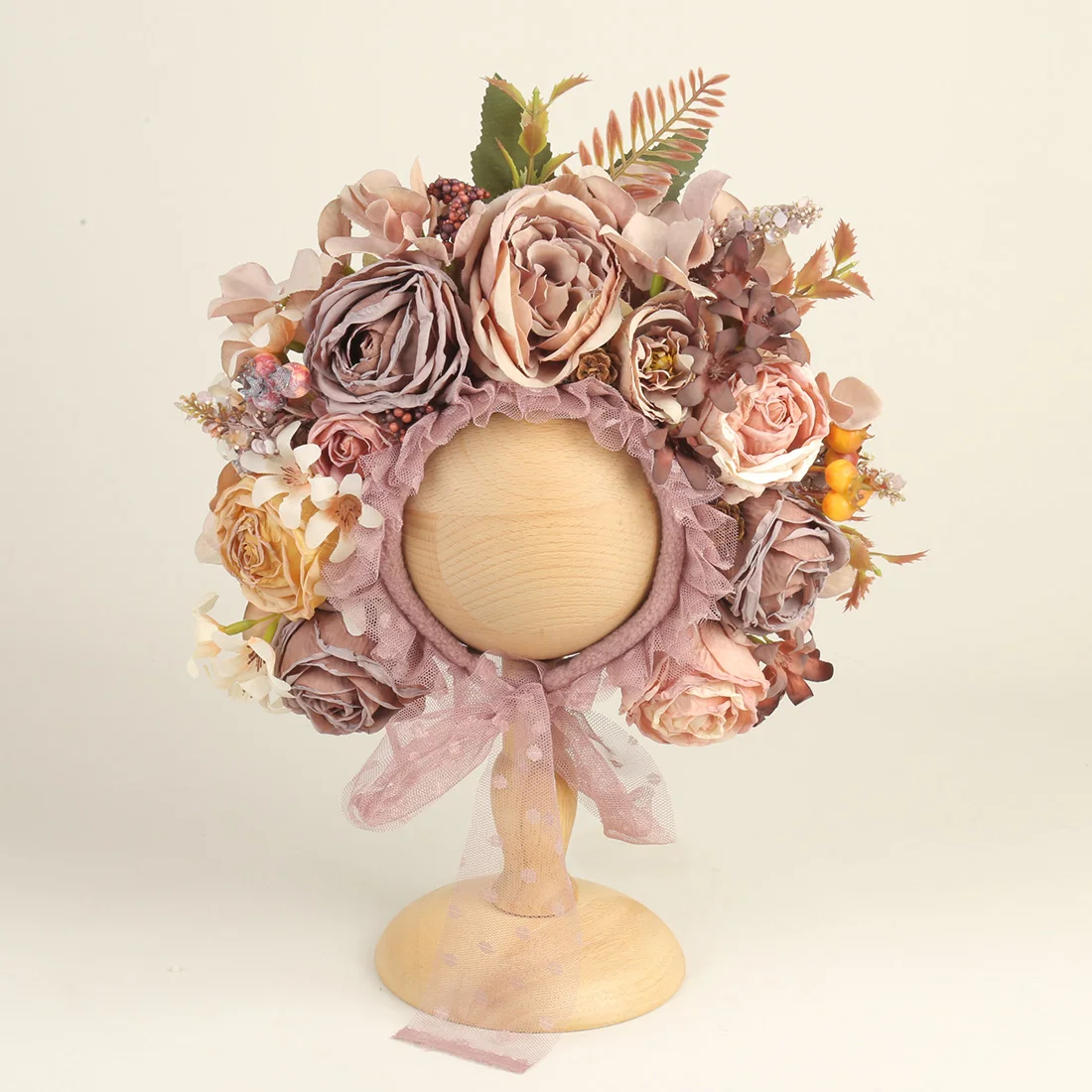 Baby Floral Bonnet Newborn Photography Props Vintage Garden Artificial Flower Hat Photographic Accessories