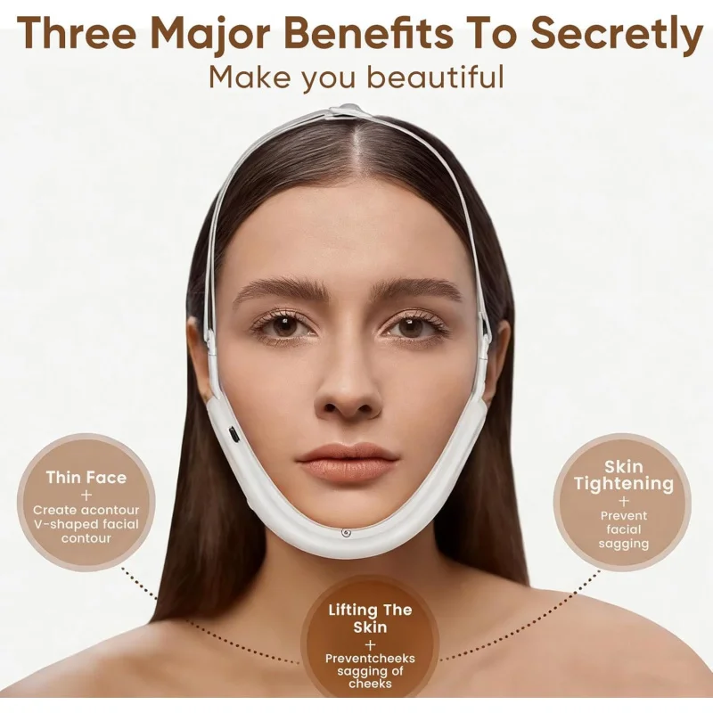 Electric Double Chin Device 8 Modes 15 Gear Adjustable Intensities V-Face Machine Intelligent Facial Tightening Beauty Tool