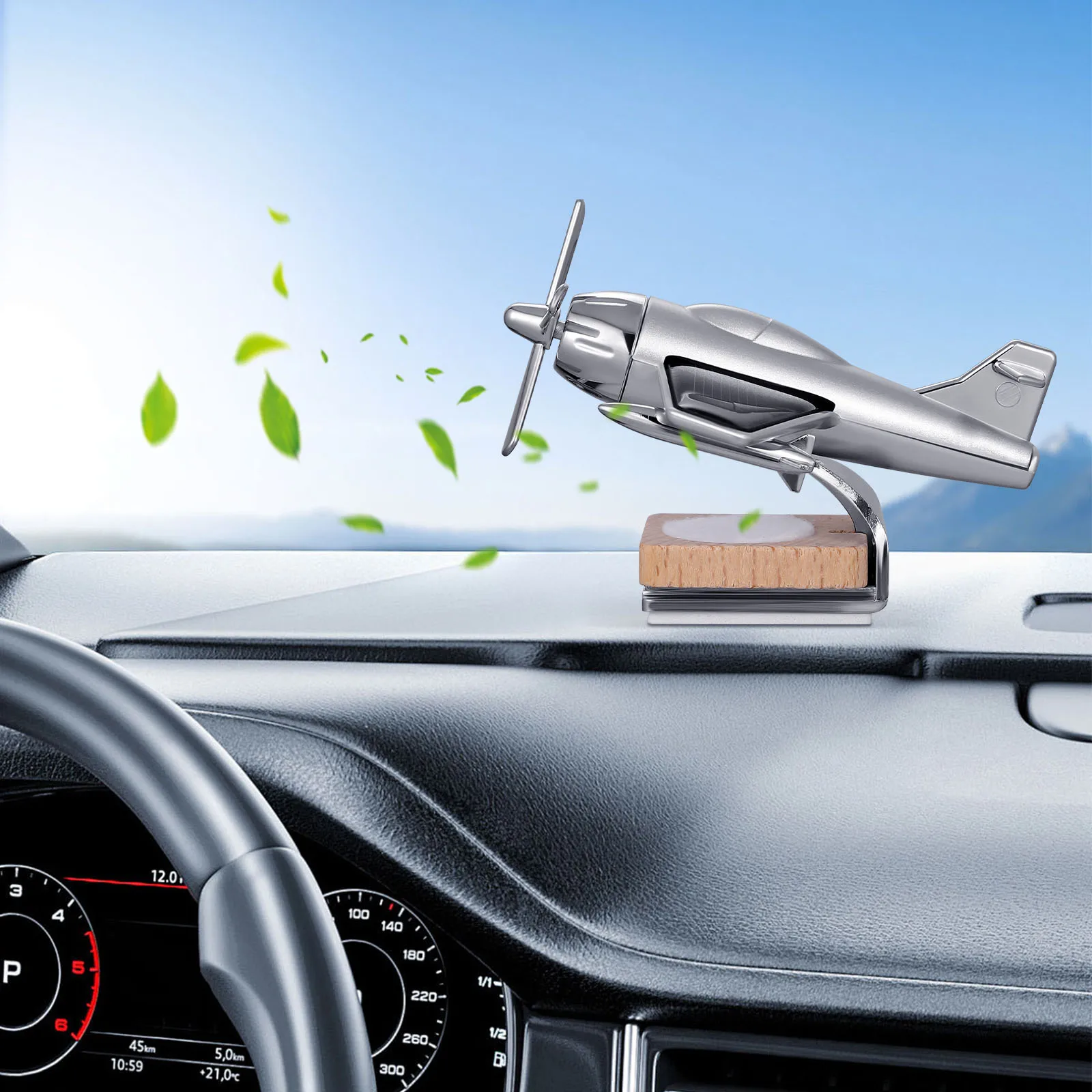 

Car Perfume Diffuser Solar Airplane Ornament Silver Aromatherapy Car Decor Air Freshener Essential Oil Diffuser Home Use