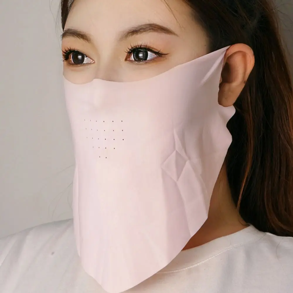 Máscara de protección solar de Color sólido, bufandas faciales de verano, babero a prueba de sol, cubierta envolvente para el cuello, protección UV, máscara de seda helada para hombres