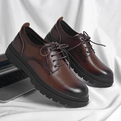 Luxury Leather Male Oxford Shoes Brown Black Mens Dress Shoes New Fashion Round Toe Men's Business Casual Shoes Formal Footwear