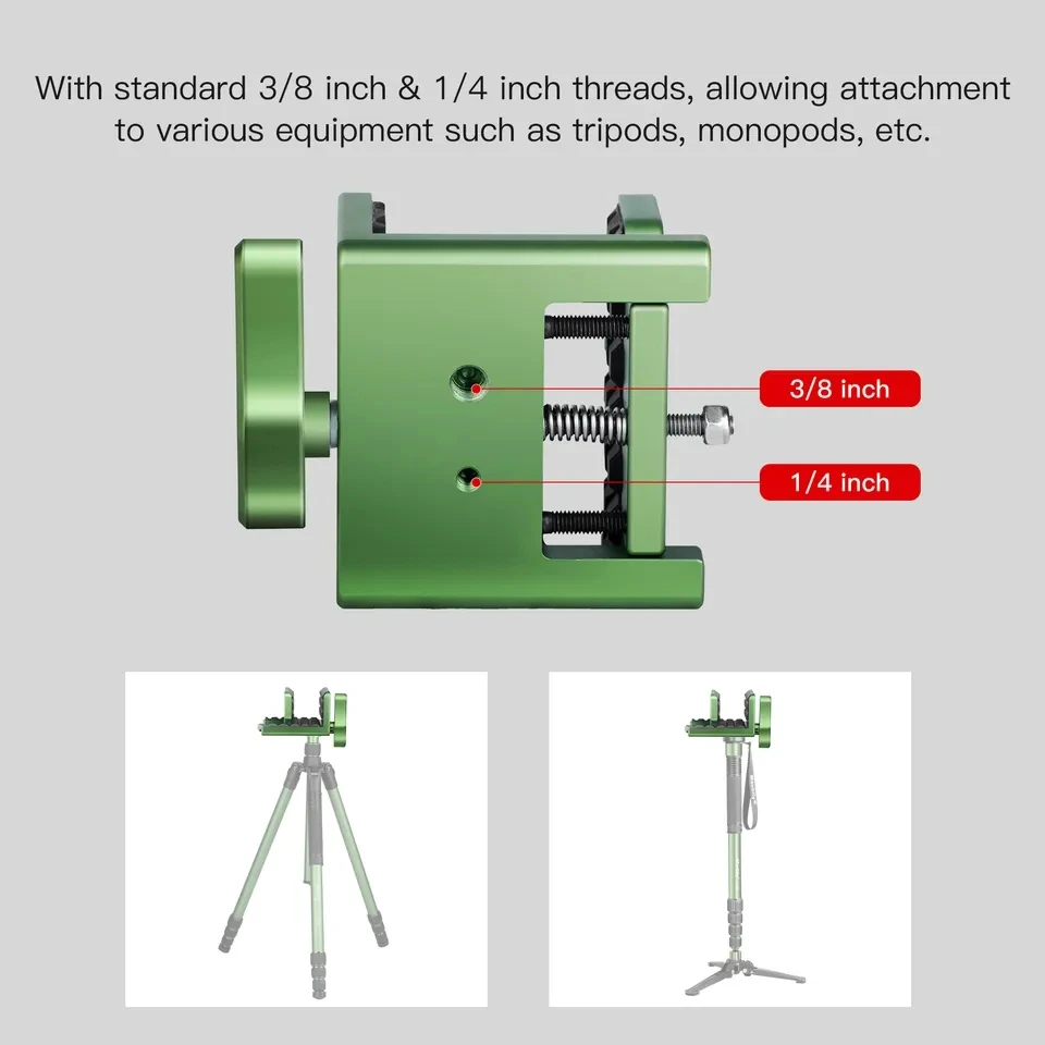 Aluminum Tripod Mount Adapter Precision Shooting Rest Universal Clamp Head Clamp Saddle for Hunting Shooting Camping