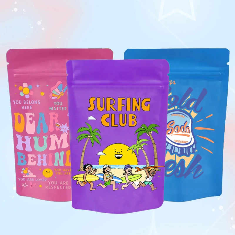 Customized LOGO Printed 50pcs/lot Sealable Mylar Bag Stand Up Zipper Resealable Packaging Aluminum Foil Pouch