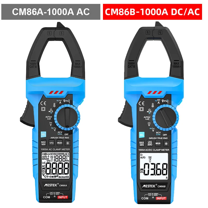 CM86 1000A DC/AC Current Digital Clamp Meter Auto Range Multimeter True-RMS High Precision Volt Temperature Hz Test Clamp Meter