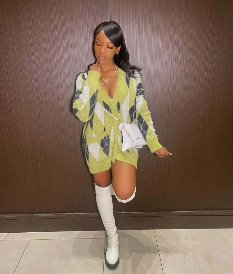 

GUWH Элегантный женский вязаный ребристый свитер с кисточками и длинными рукавами, тонкий кардиган с открытой строчкой, толстые теплые свитера большого размера, верхняя одежда