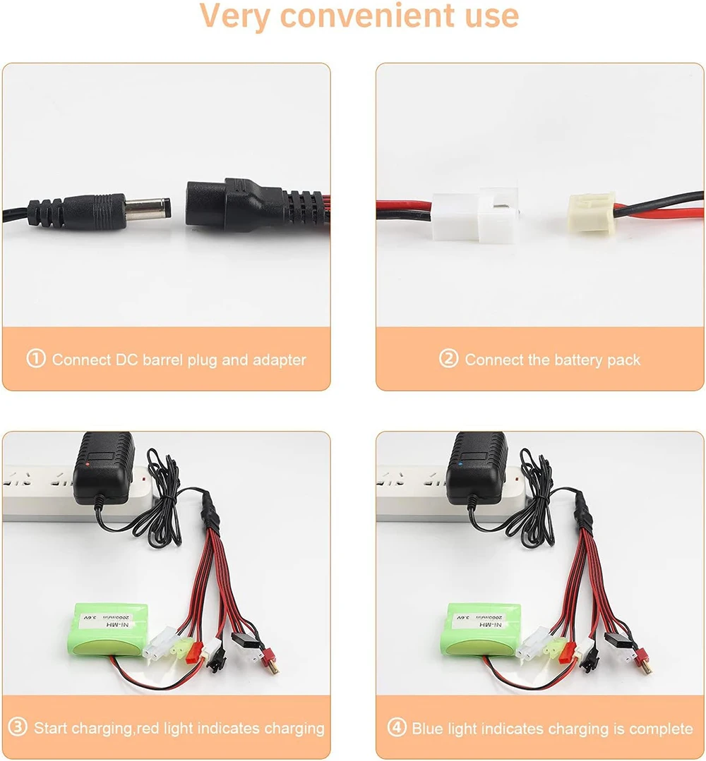 RC Battery Charger for 4.8V 7.2V 8.4V 9.6V NiMH/NiCD Battery Pack, RC Car Charger for Traxxas Battery 2.4V-12V Battery Pack,2-10