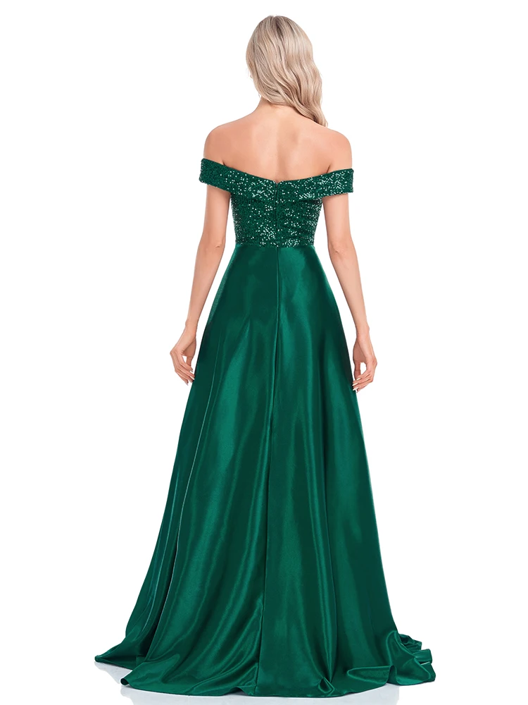 XUIBOL-vestido de noche largo con lentejuelas para mujer, vestido de dama de honor elegante con Espalda descubierta, largo, Formal, para fiesta de graduación