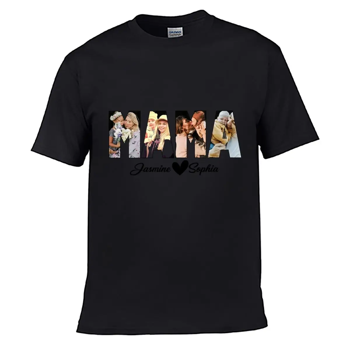 Mama Jasmine Heart Sophia Photo Collage short-sleeved T-shirt