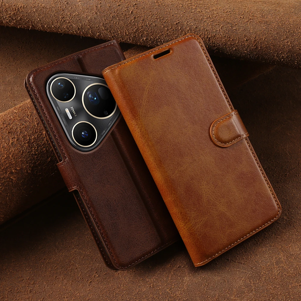 

Premium Calf Leather Flip Case For Huawei Pura 80 Ultra 70 Pro Plus Nova 14 Pro Ultra 10 SE Mate 50 P50 Pro Y7A Y8P Phone Case