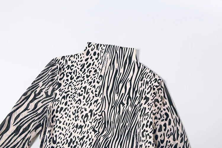 Weird Puss Sexy Mode-Jumpsuits für Damen, Leopardenmuster, Rollkragen, lange Ärmel, figurbetont, pfirsichfarben, heißer High-Street-Overall – Detail 6