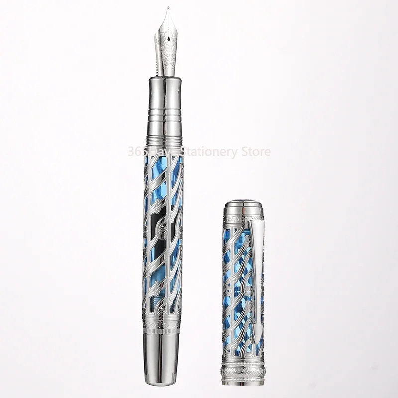 Hongdian A6 Hollow Piston Metal Fountain Pen 35# Nib Writing Ink Pen Long Knife Nib School Office Supplies Writing Gift Pens