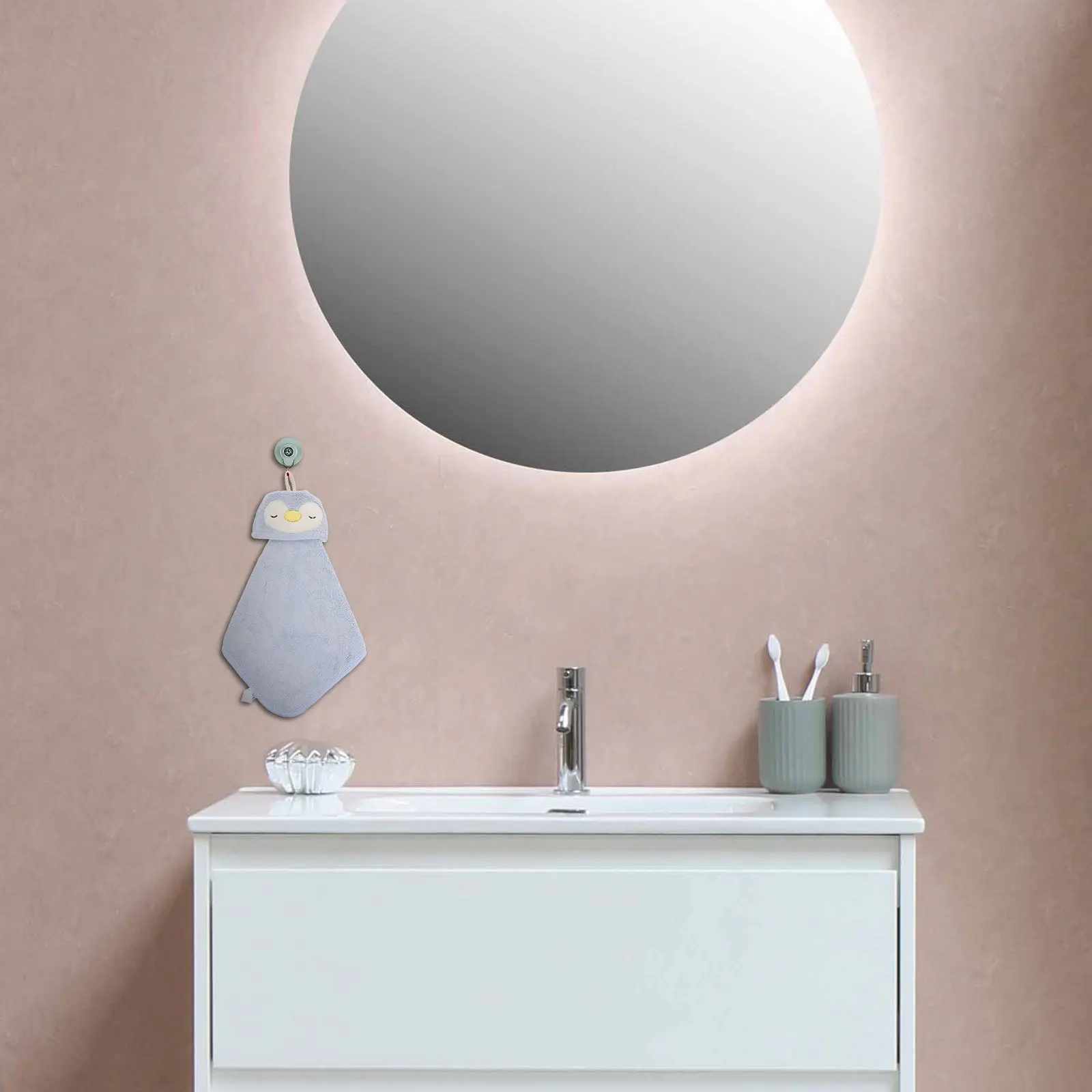 

3Pcs Cute Animal Hand Towels Quick Dry Coral Fleece Material Hanging Towel for Toilet Kitchen Washroom Comfortable Smooth