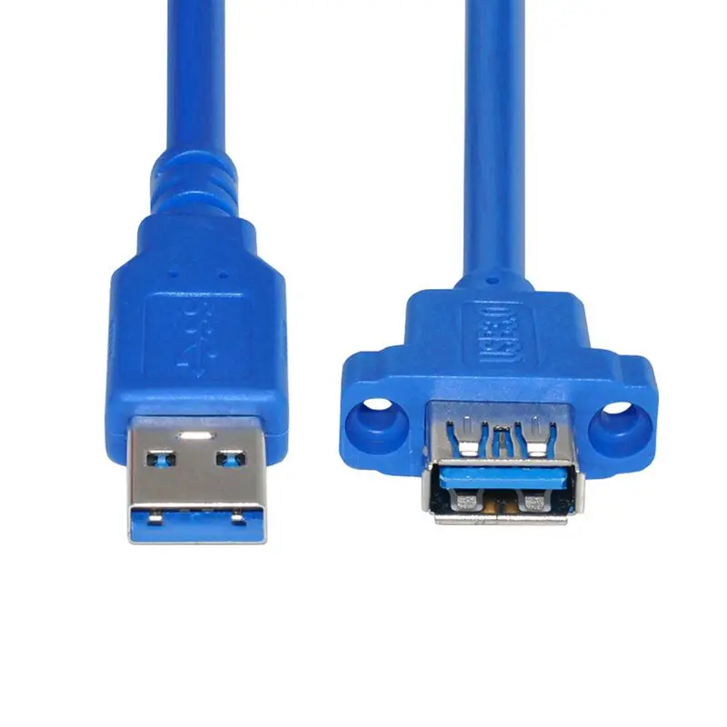 0.3m 0.5m 1m 1.5m USB 3.0 Male to Female Front Panel DIY Half Wrapped with Screw Holes and Ears for Fixed Extension Cable