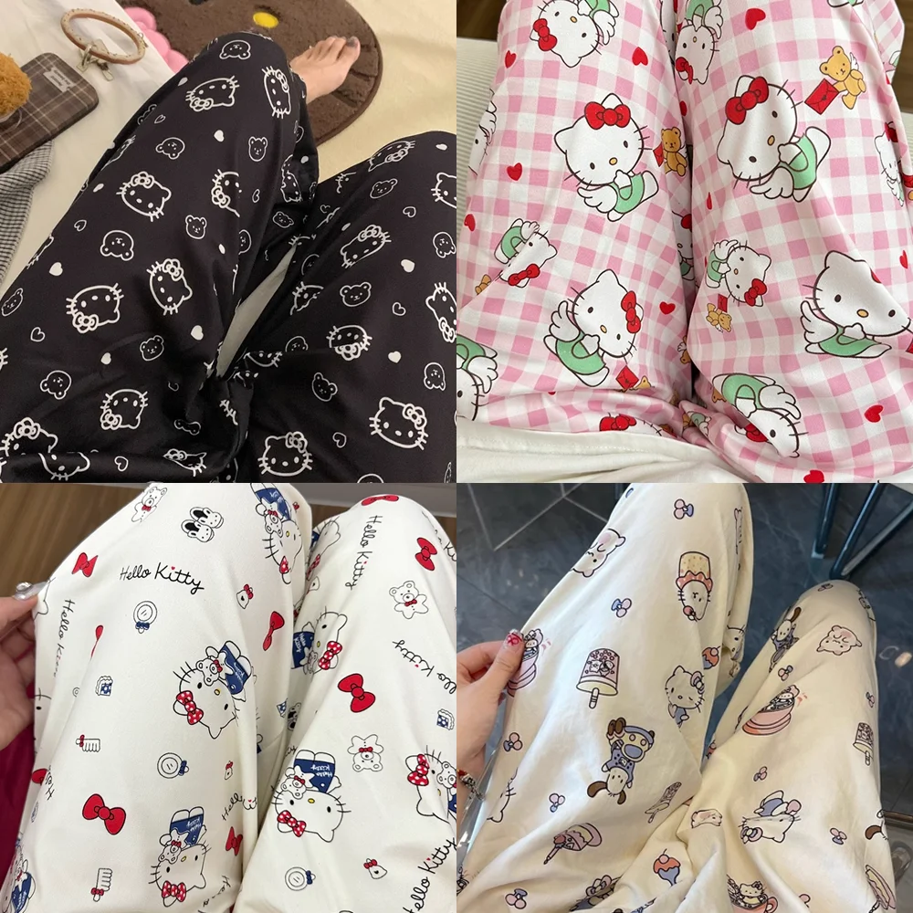 

Hello Kitty Pajama Pants Female Spring Autumn New Student Home Loose Casual Pants Summer Wear Outside Trousers Festival Gift