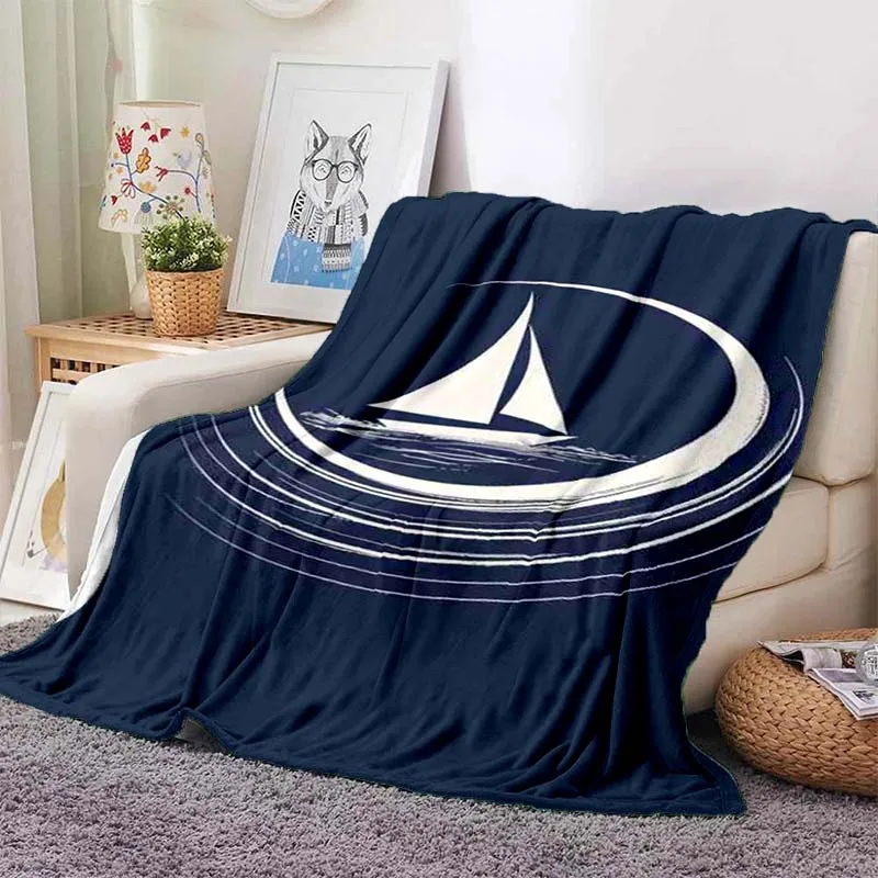 N-Nautica Nautical Anchor Print Flannel Blanket Ultra Soft Warm Throw For Couch Bedroom Living Room Indoor Home Decor Gift 6
