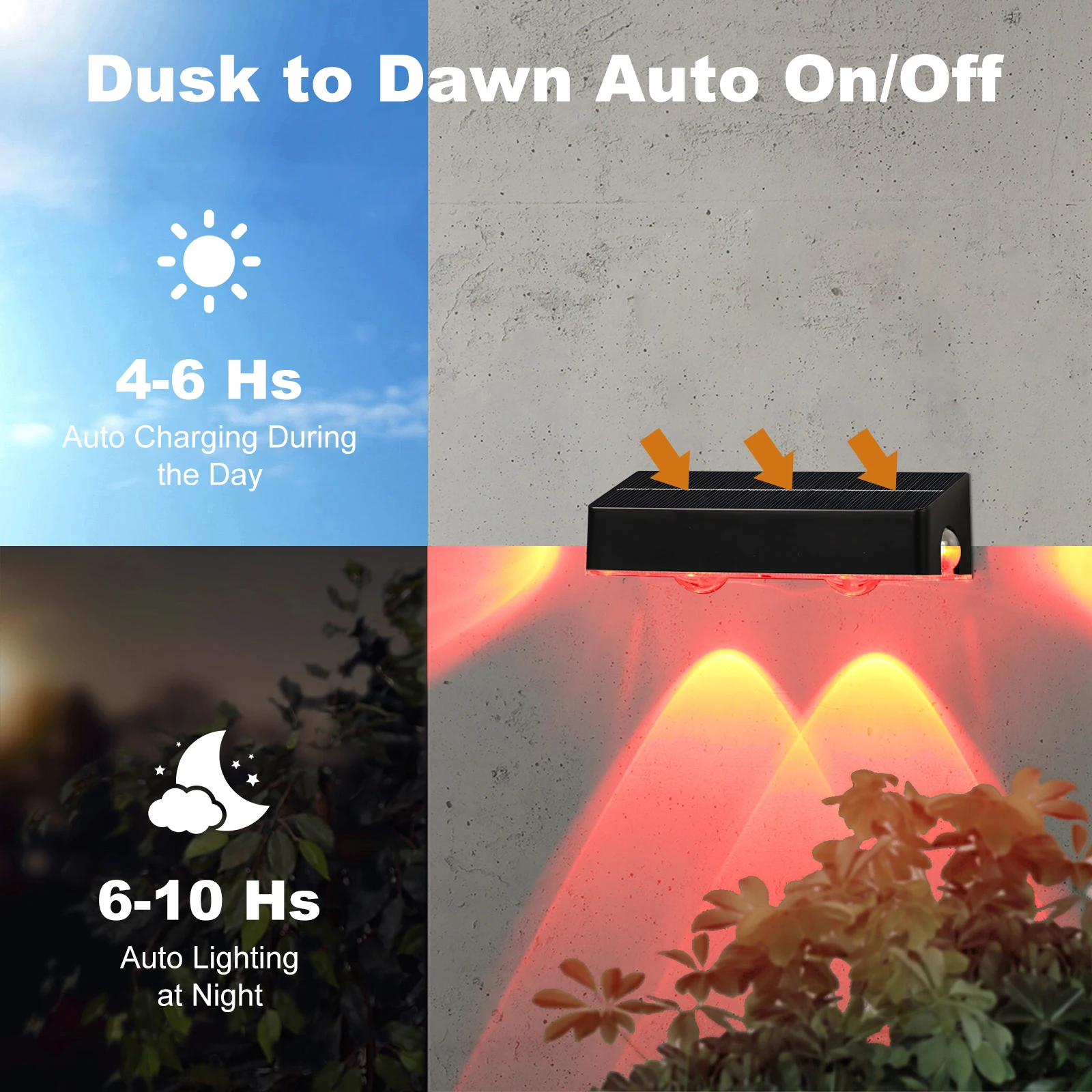 4 حزمة RGB أضواء السياج الشمسية في الهواء الطلق مقاوم للماء الغسق إلى الفجر 4LED أضواء الجدار الشمسية LED مصابيح للأرضيات لحديقة فناء ساحة الباب