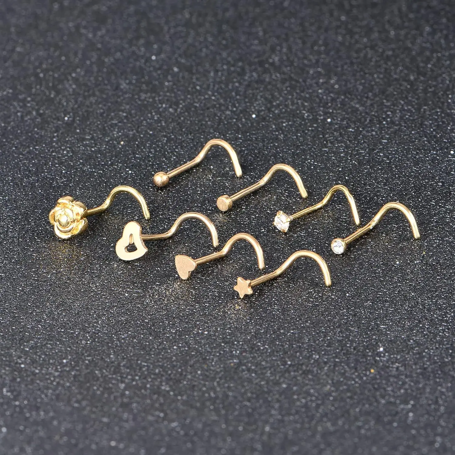 8 Pcs Elegant Stainless Steel Nose Rings Set