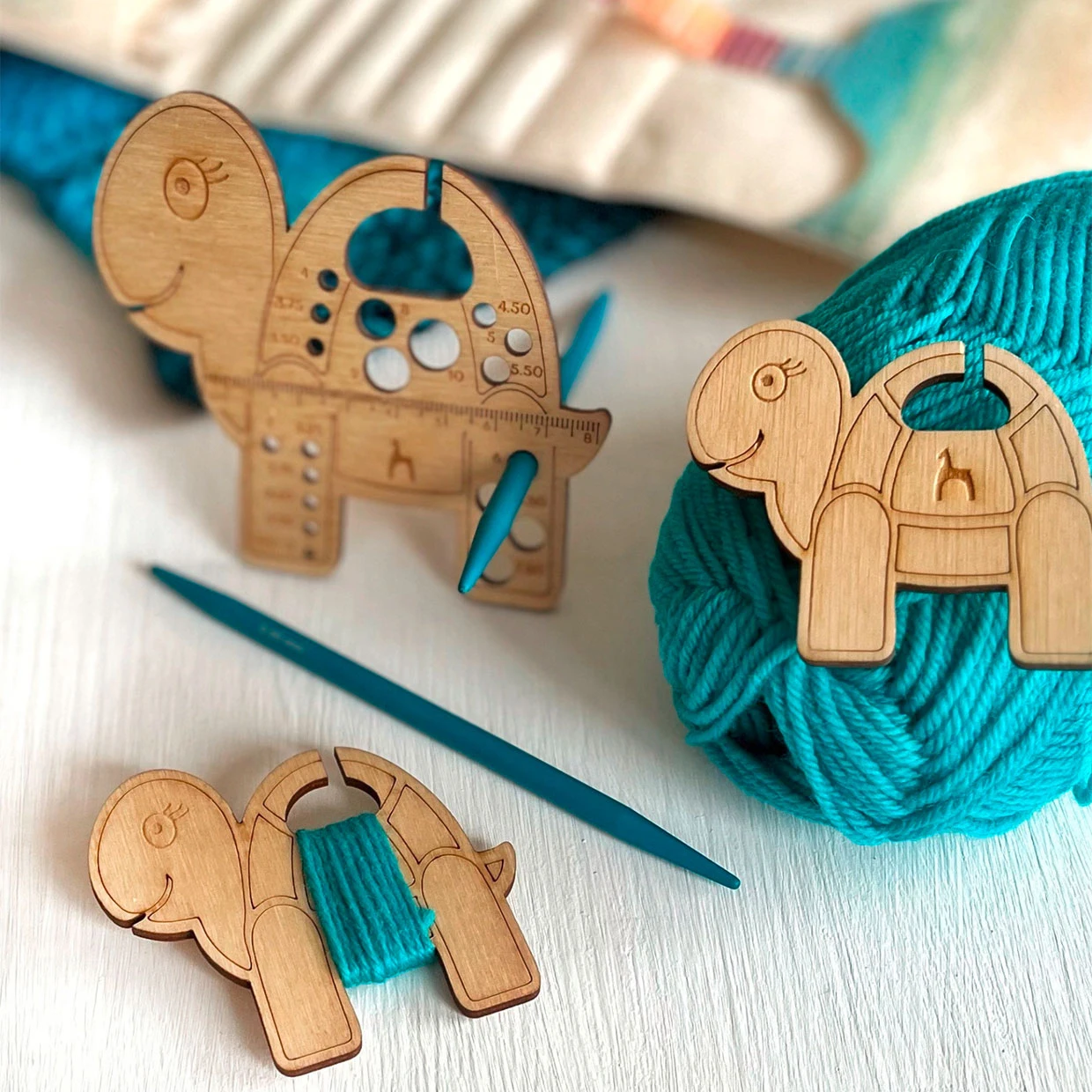 1 Set Pony 6 Pairs Color interchangeable Pins Needles, Printed with a Charming Sea-breeze Pattern for Beginners, 3.0-6.0mm