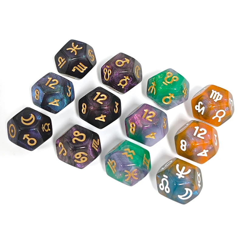 12 Pcs X 12 Sided Dice Entertainment Toys Astrology Dice for KTV Role Playing Game Table Party Dice Multifaceted Party Game