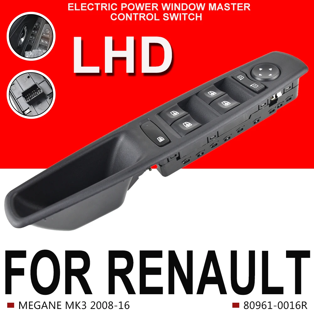 High Quality Power Master Window Lifter Control Switch Button For Renault Megane MK3 2008 2009 2010-2016 80961-0016R 809610016R