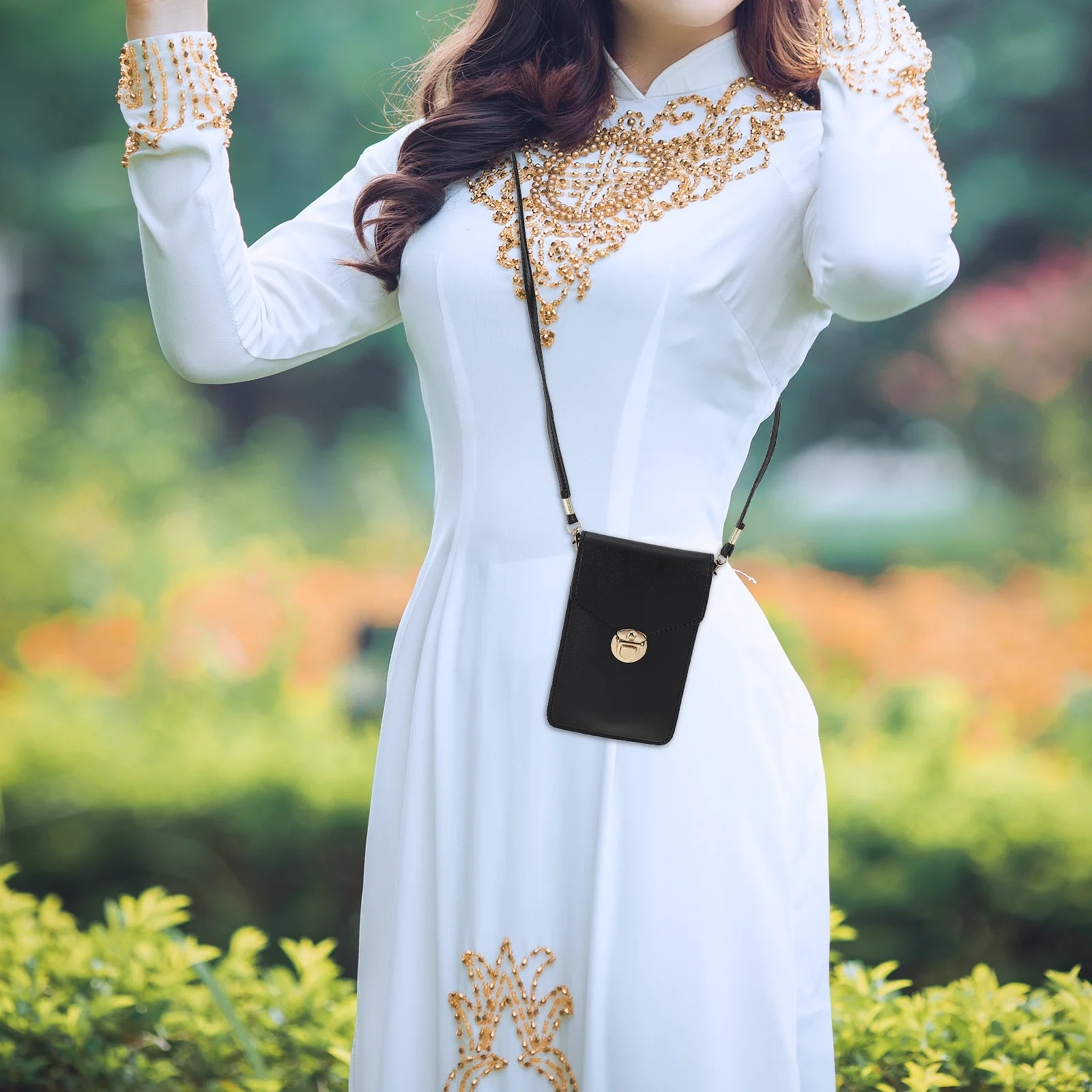 

1Pcs Bag Buckle Transparent Window Shoulder Bag Fashionable Cellphone Coin Purse Wallet for Woman Removable Strap