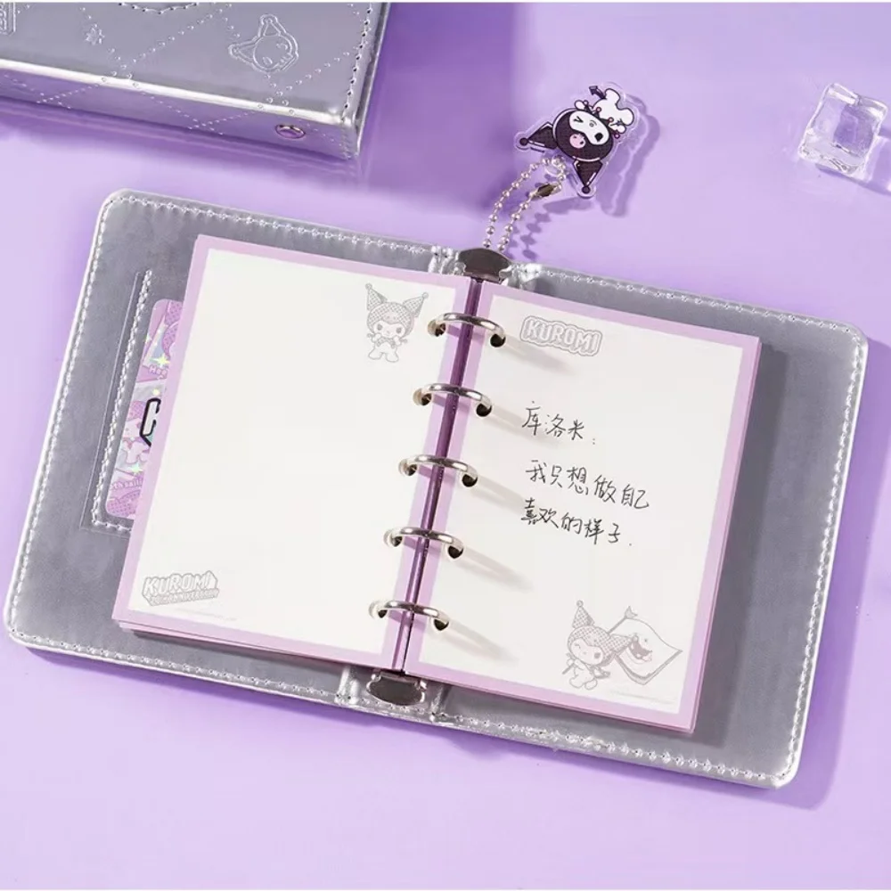 Genuine Sanrio Kuromi Loose-Leaf Notebooks Cartoon Hardcover Leather Planners Office Stationery Supplies Gifts